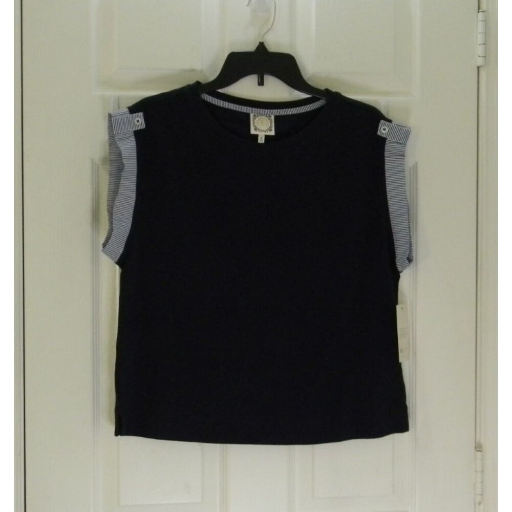 Truself Navy Blue Top Sz Medium Nautical Patriotic NWT
